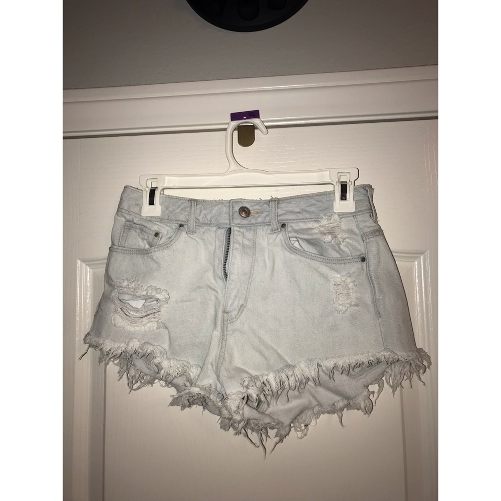 Distressed Light Wash Jean Shorts